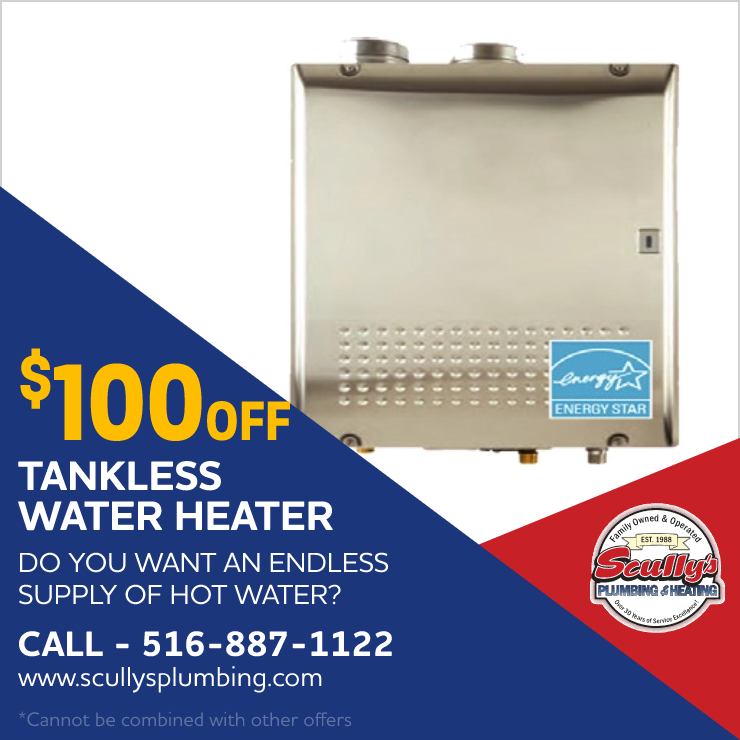 $ 100 off tankless water heater coupon - Scully's Plumbing